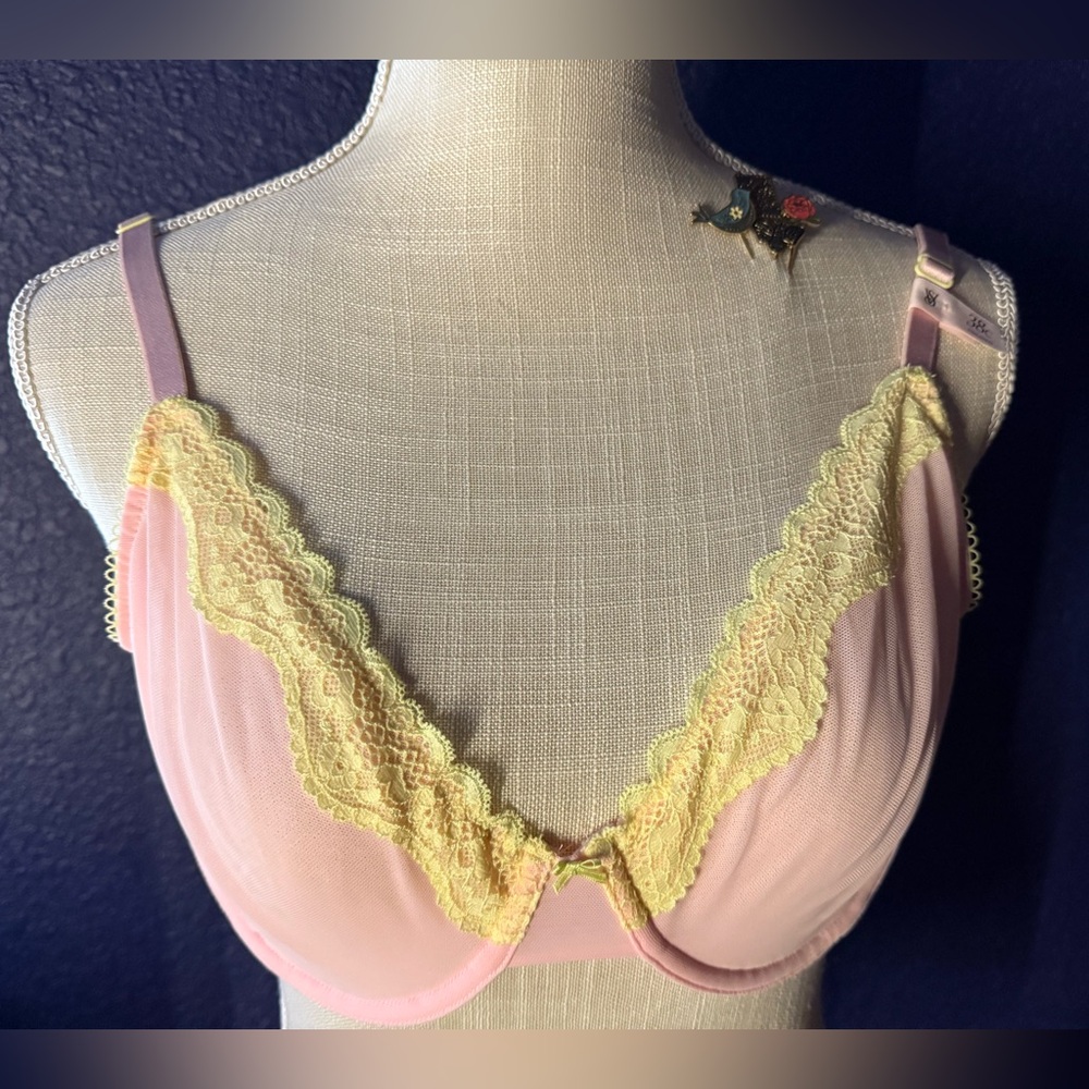 Victoria's Secret Pink Bra with Yellow Lace